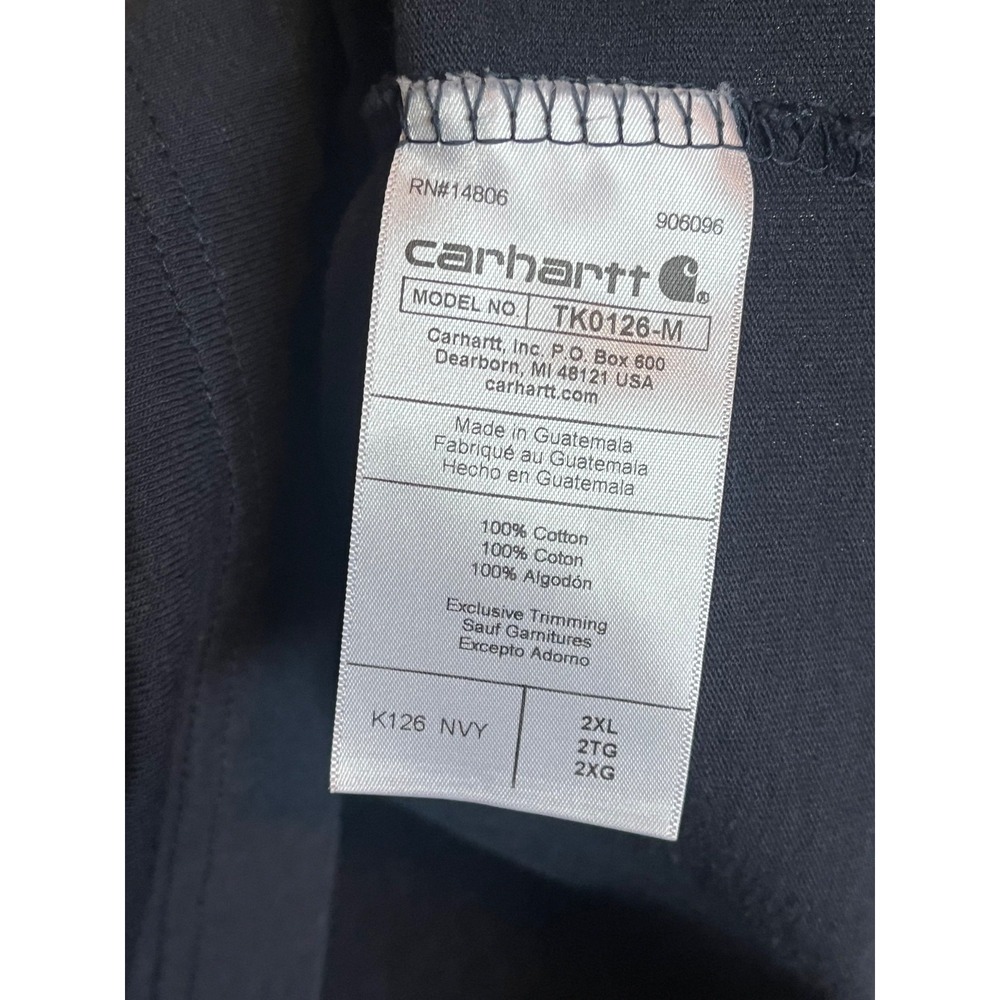 Carhartt K126 T-Shirt Men's Navy Blue Workwear Long Sleeve Pocket Tee  Sz  2XL - Picture 5 of 11